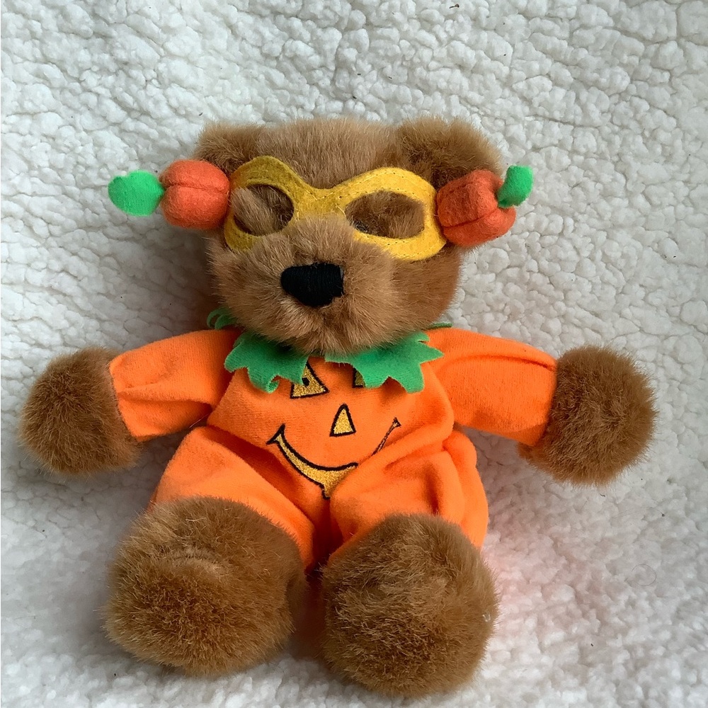 Dandee Halloween Caramel Bear Plush in Pumpkin Costume 🎃